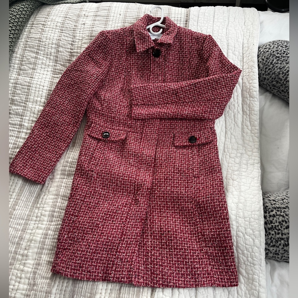 Liz Claiborne Luke New Pink and  Red Tweed Coat